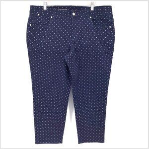Talbots Women's W Signature Blue Polka Dot  Slim Crop Pants Size 16WP
